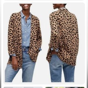 J. Crew Sophie Open-front Sweater-Blazer in Leopard
